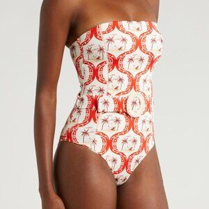 FARM Rio Summer Beach Belted Strapless One-Piece Swimsuit
